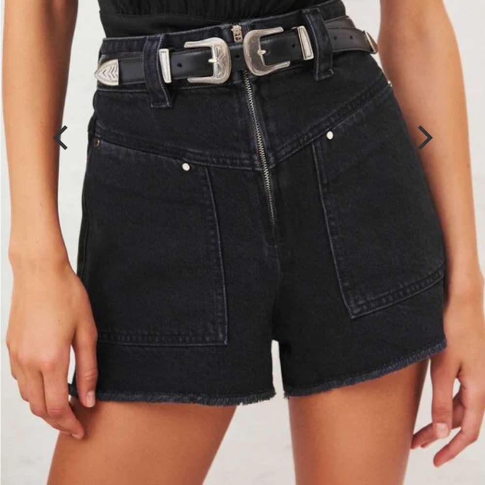 ba&sh “David Short” black jean cutoff shorts size 0 - Picture 2 of 9